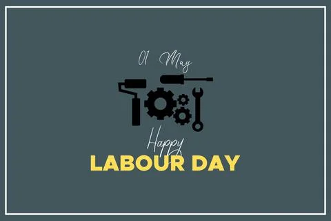 Happy labor day background design with worker's equipment tools symbol. Stock-Illustration