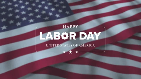Happy Labor Day Background With Flags, Animated Banner Loop Stock Footage 248421229