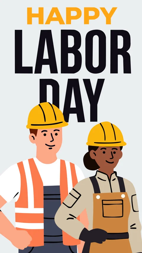 Happy Labor Day Construction Workers Background Animation for USA Celebratio Stock Footage 340932219