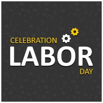 Happy labor Day Creative Typography on a Black Patterened Background Illustrazione stock