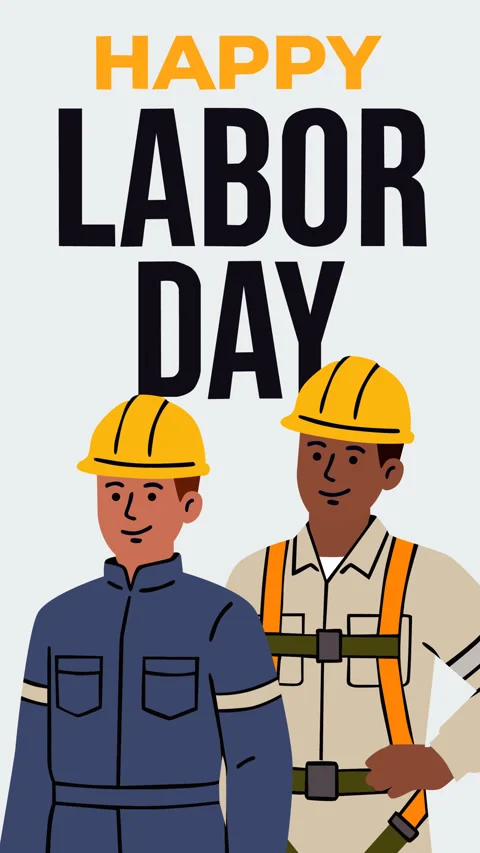 Happy Labor Day Diverse Construction Workers Background Animation for USA Ce Stock Footage 340932234
