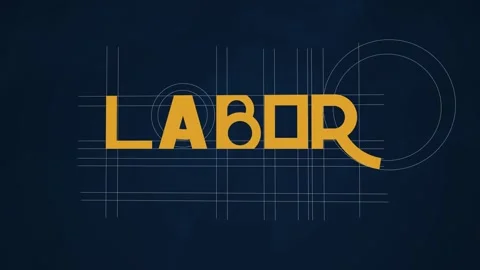 Happy labor day line graph yellow text animation with blue background 4k. Video stock 248040451
