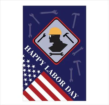 Happy labor day poster with the worker head icon Stock Illustration