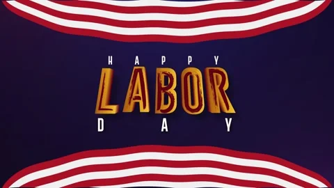 Happy Labor Day September 4th with a 3D golden text animation. Stock Footage 247628207