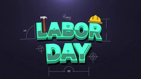 Happy Labor Day September 4th purple background with a 3D blue text animation. Stock Footage 247684640