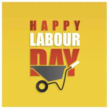 Happy labor Day Simple Typography on a Yellow Background Illustrazione stock