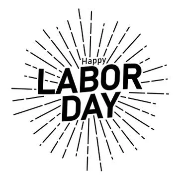 Happy Labor Day text typography hipster sun starburst circle retro vintage de 库存插图