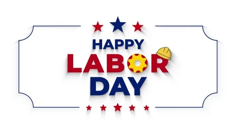 Happy Labor Day Typography with Worker Symbols and Decorative Frame Animation Stock-Footage 343832955