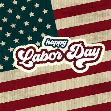 Happy Labor Day USA vector typography banner illustration. Retro cursive HAPPY Stock Illustration