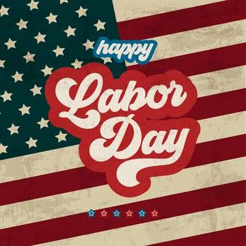 Happy Labor Day USA vector typography banner illustration. Stacked retro Stock Illustration