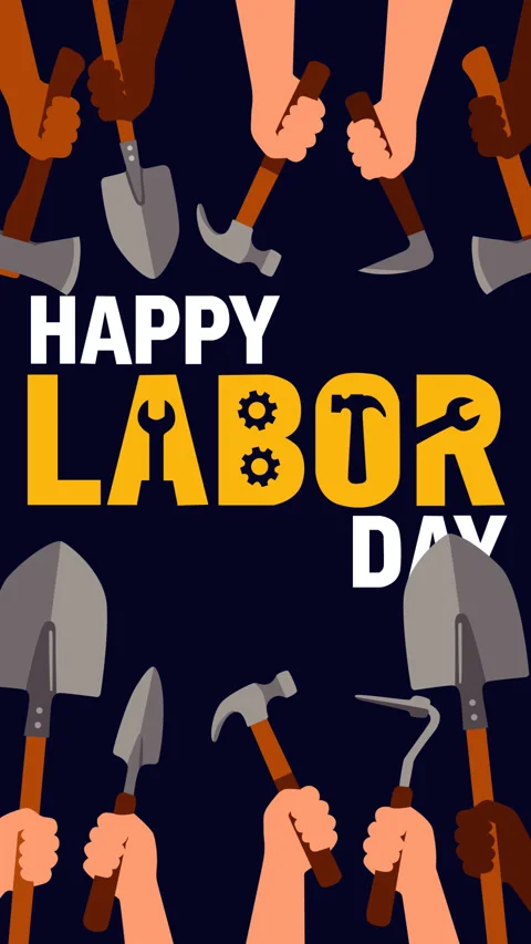 Happy Labor Day Workers Tools Background Animation for USA Celebration Stock Footage 340933506