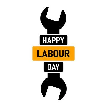 Happy Labour Day creative emblem design with wrench tool silhouette. Vector Stock Illustration