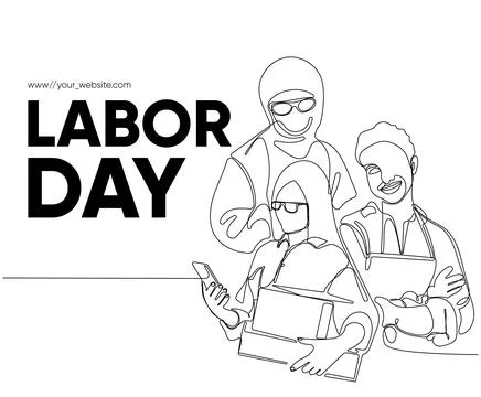 Happy Labour Day simple vector web banner. Set of tools. Lettering Labour Day Stock Illustration
