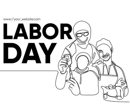 Happy Labour Day simple vector web banner. Set of tools. Lettering Labour Day Stock Illustration
