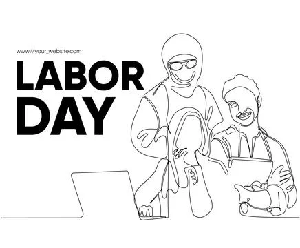 Happy Labour Day simple vector web banner. Set of tools. Lettering Labour Day Stock Illustration