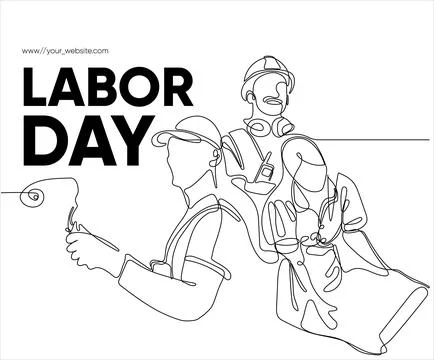 Happy Labour Day simple vector web banner. Set of tools. Lettering Labour Day Stock Illustration