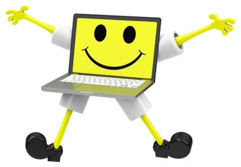 The happy laptop Stock Illustration