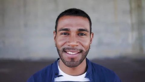 Happy Latin man smiling in front of camera - Young male lifestyle concept 스톡 동영상 335351446