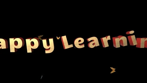 Happy Learning 3D text animation. Educational typography motion graphic on Stock Footage 340597623