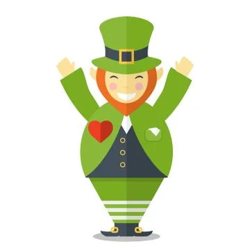 Happy leprechaun with hands up Stock Illustration