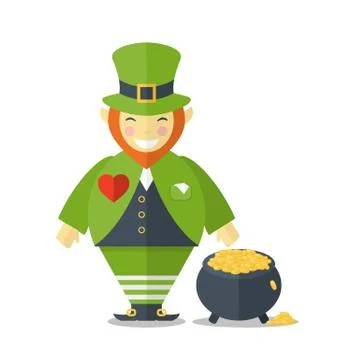 Happy leprechaun with a pot Stock Illustration