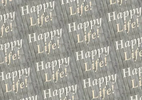 Happy Life Words Pattern Stock Illustration