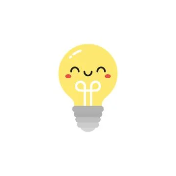 Happy light bulb vector icon Stock Illustration