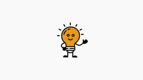 Happy Lightbulb idea Character icon animation 库存影片 333811484