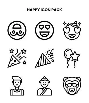 Happy Line Icons Pack Stock-Illustration