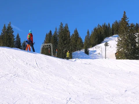 Happy little boy learning skiing with his father during winter holidays in Alps Stock-Footage 71938413