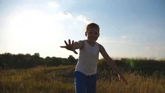 Happy Little Boy With An Outstretched Ha Stock Video Pond5