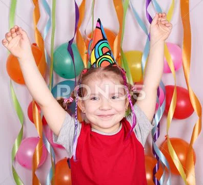 Happy little girl birthday party.JPG Stock Photos