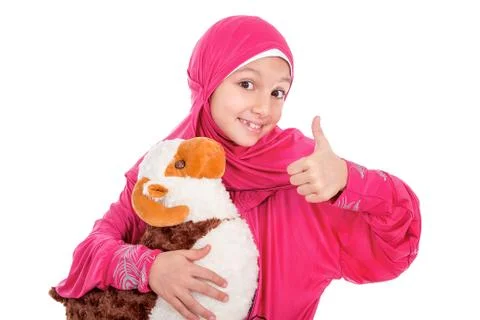 Happy little girl celebrating Eid ul Adha Stock Photos