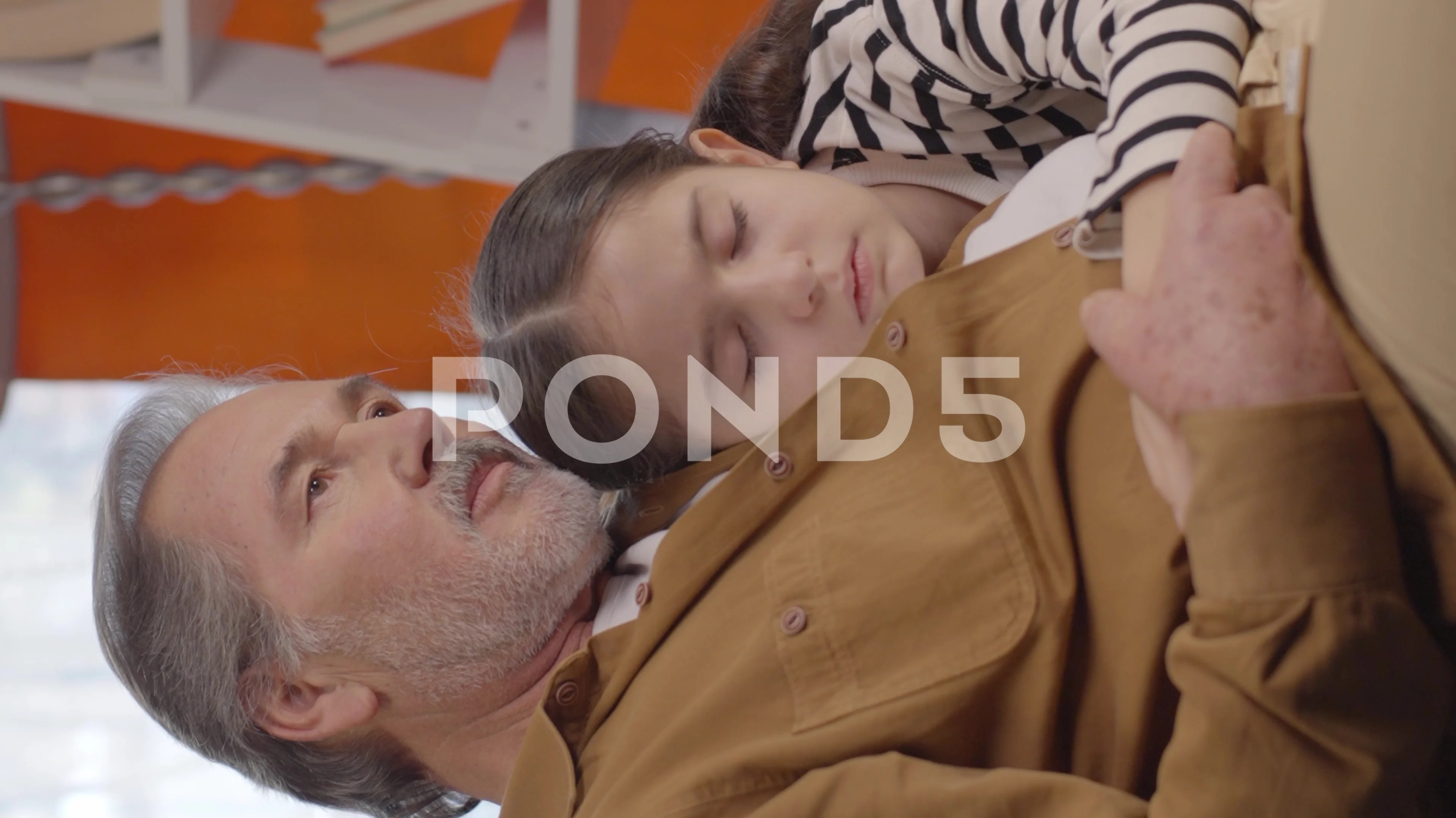 Grandfather And Daughter Sleeping Sex - Happy little girl sleeping on her grandf... | Stock Video | Pond5