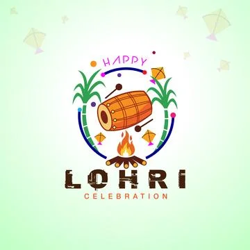 Happy Lohri Celebration with Traditional Elements Stock Illustration