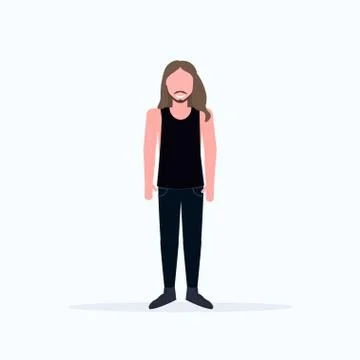 Happy long haired man standing pose smiling guy wearing trendy clothes male Stock Illustration