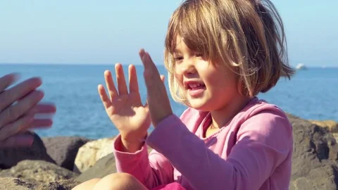 Happy magic moments between father and daughter closeup Stock Footage 81765194