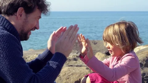 Happy magic moments between father and daughter Stock Footage 81765791