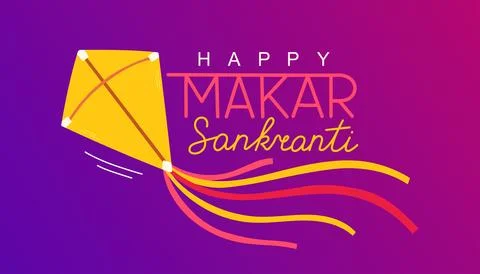 Happy Makar Sankranti vector design background wallpaper with colorful kite Stock Illustration