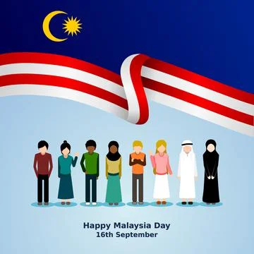 Happy malaysia day flat vector poster design Stock Illustration