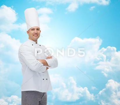 Happy Male Chef Cook With Crossed Hands