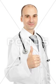 Happy male doctor with thumbs up Stock Photos