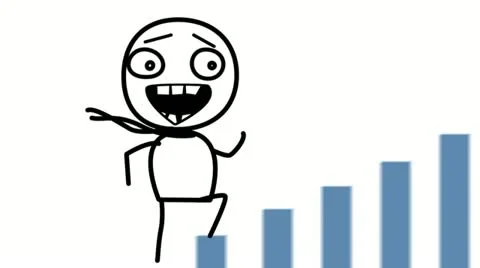 Happy man and good statistics loop cartoon Stock Footage