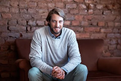 Happy, man and professional portrait in home, career opportunity and creative Stock Photos