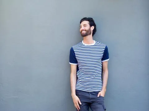 Happy man with beard smiling Stock Photos