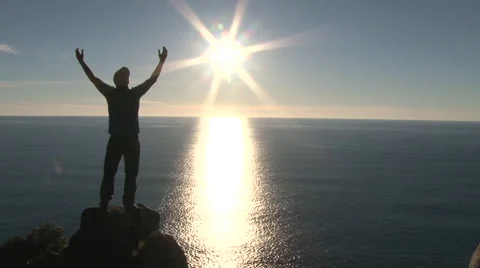 Happy Man on Beautiful Ocean Day Stock-Footage 44306017