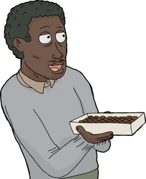 Happy man with box of chocolate Stock Illustration