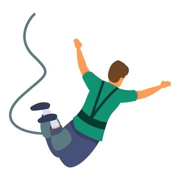 Happy man bungee jumping from high place Stock Illustration