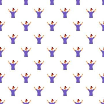 Happy man celebrating repeating flat vector pattern イラスト素材