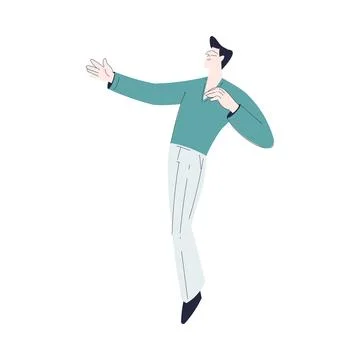 Happy Man Character Dancing Moving Body Vector Illustration Stock Illustration